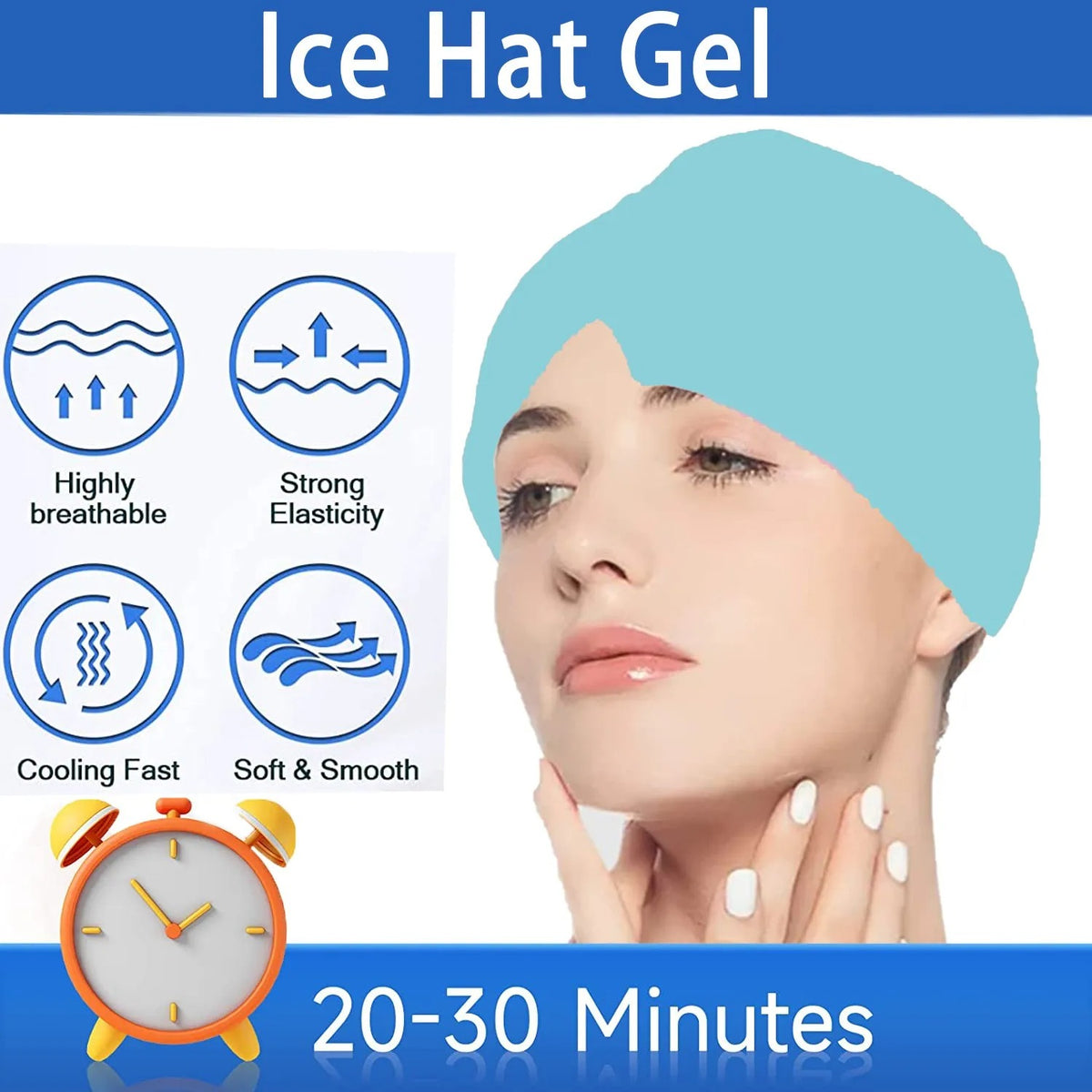 Ice Hat Gel Headache Migraine Relief Hat Cold Compress Therapy Cap For Tension Sinus Stress