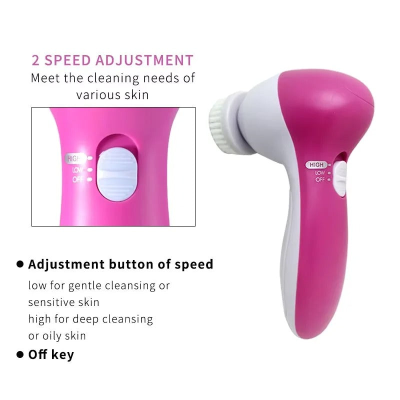 Electric 5 IN 1 Electric Facial Cleaner Brush Wash Machine Spa Skin Care Massage
