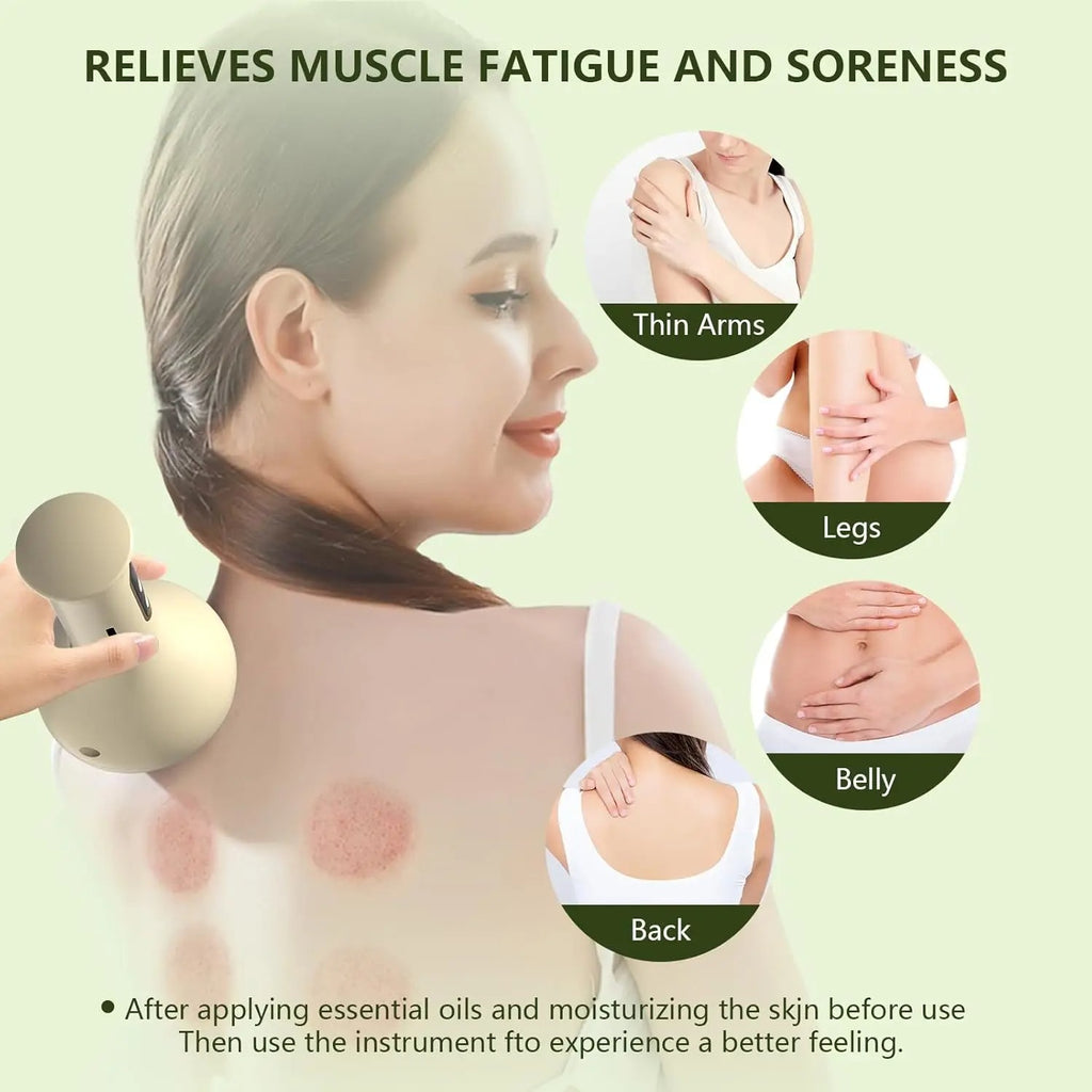 2 in 1 Handheld Gua Sha & Cupping Massager - Nine Modes Electric Vacuum Suction for Muscle Recovery, Body Sculpting Massage