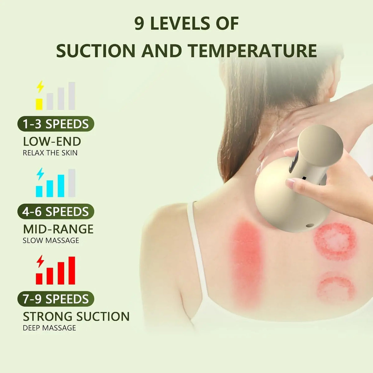 2 in 1 Handheld Gua Sha & Cupping Massager - Nine Modes Electric Vacuum Suction for Muscle Recovery, Body Sculpting Massage